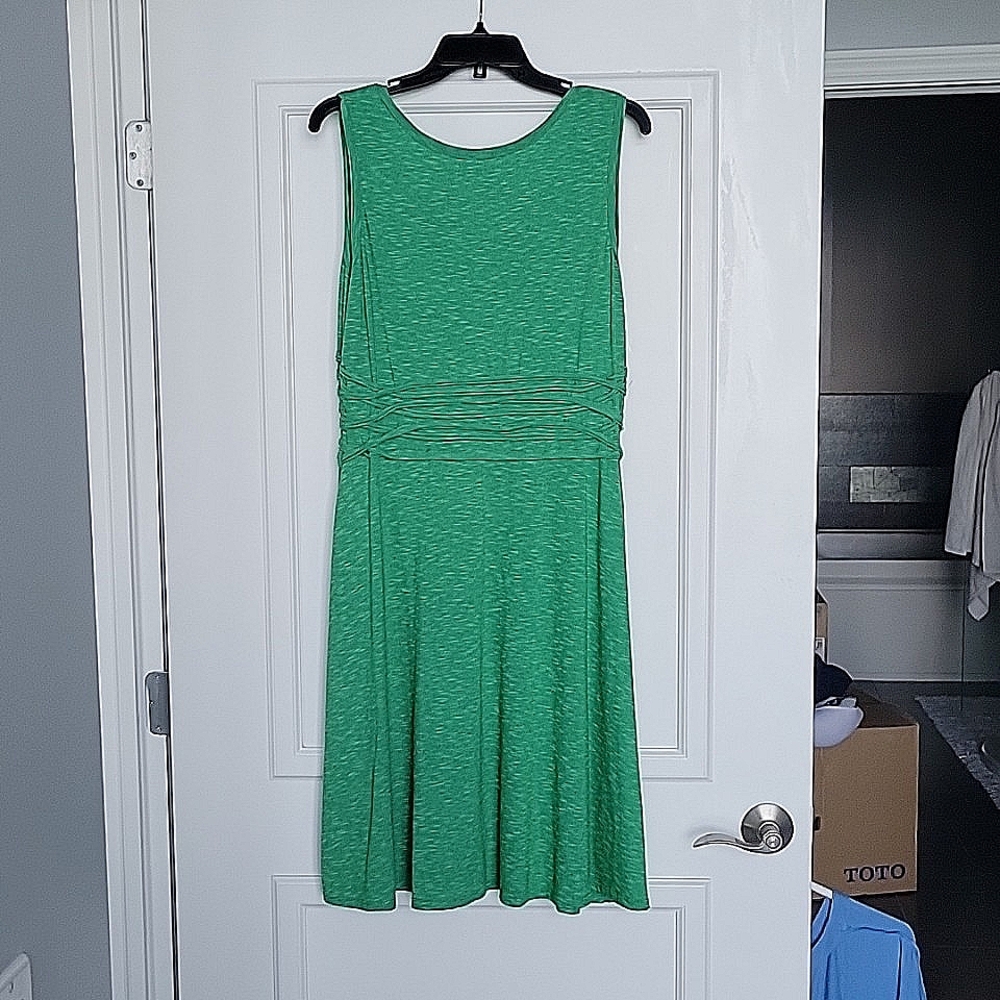 Sleeveless Green Ruched Waist Women's Dress